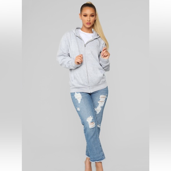 Stole Your Boyfriend Oversized Zip Up Hoodie - Picture 2 of 3